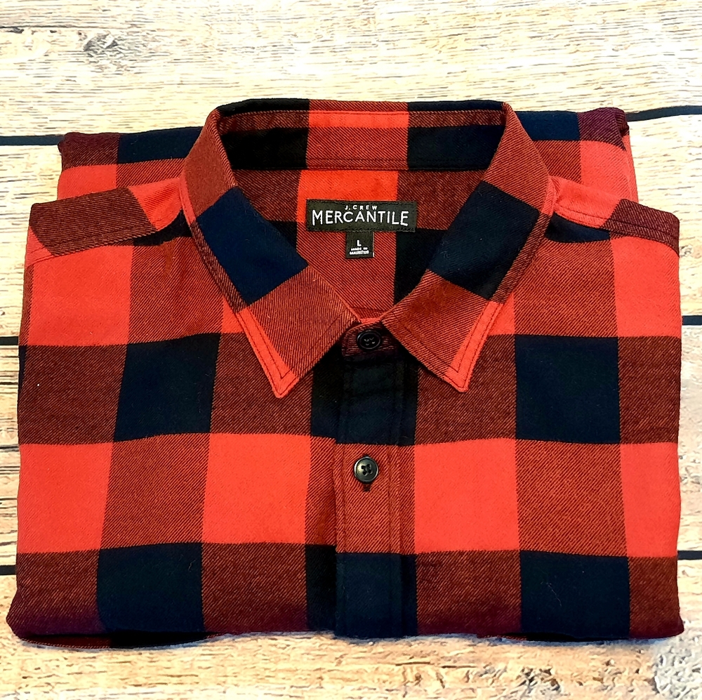 J. Crew Men's Buffalo Check Flannel Shirt Large